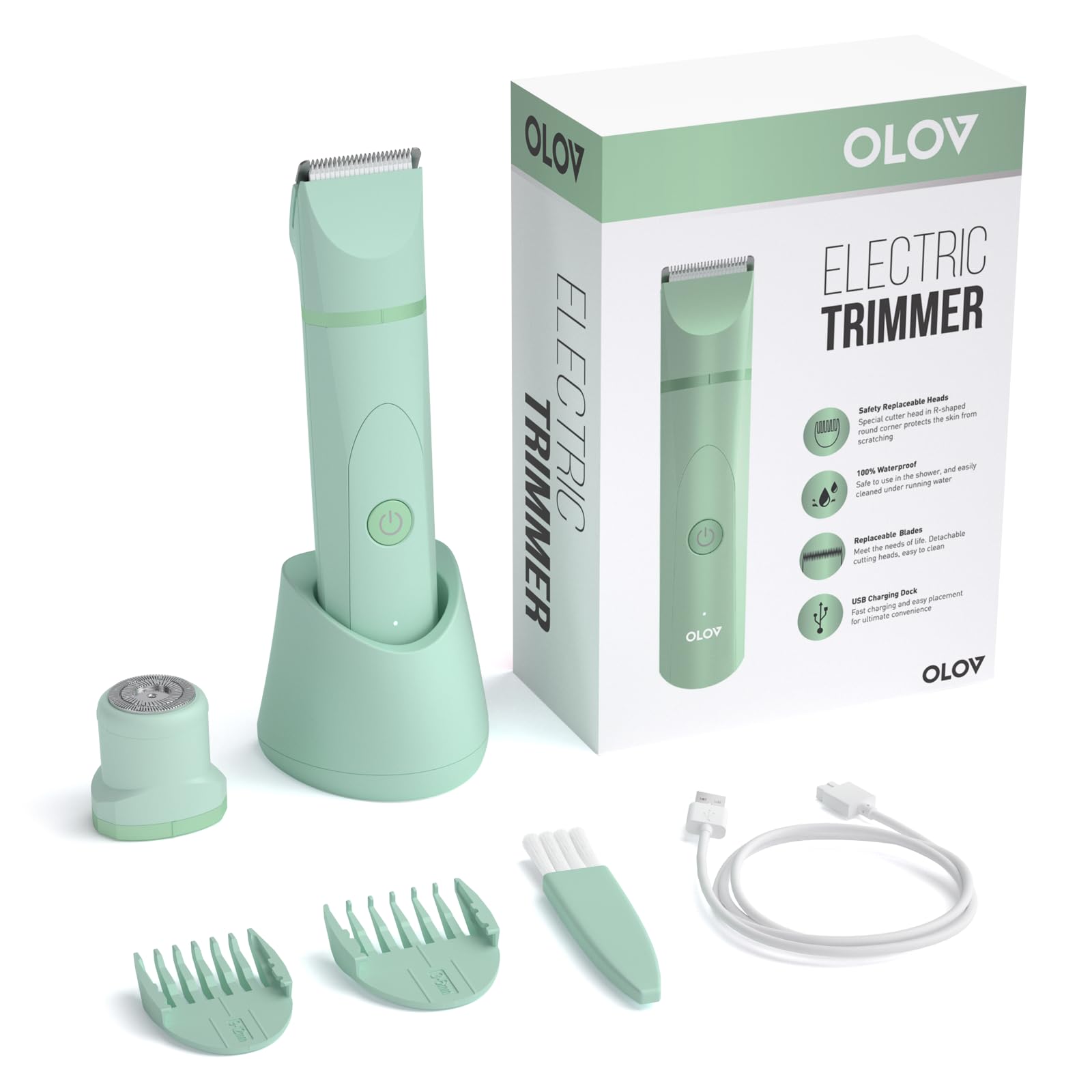 OLOV Electric Body Hair Trimmer - Groin Hair Trimmer, Women's Body Hair Trimmer - olovshop - #color_light-green