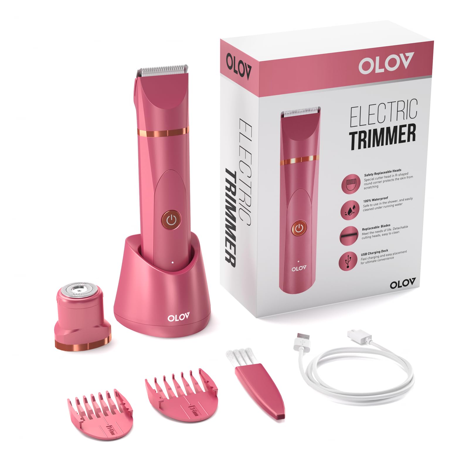 OLOV Electric Body Hair Trimmer - Groin Hair Trimmer, Women's Body Hair Trimmer - olovshop - #color_rose