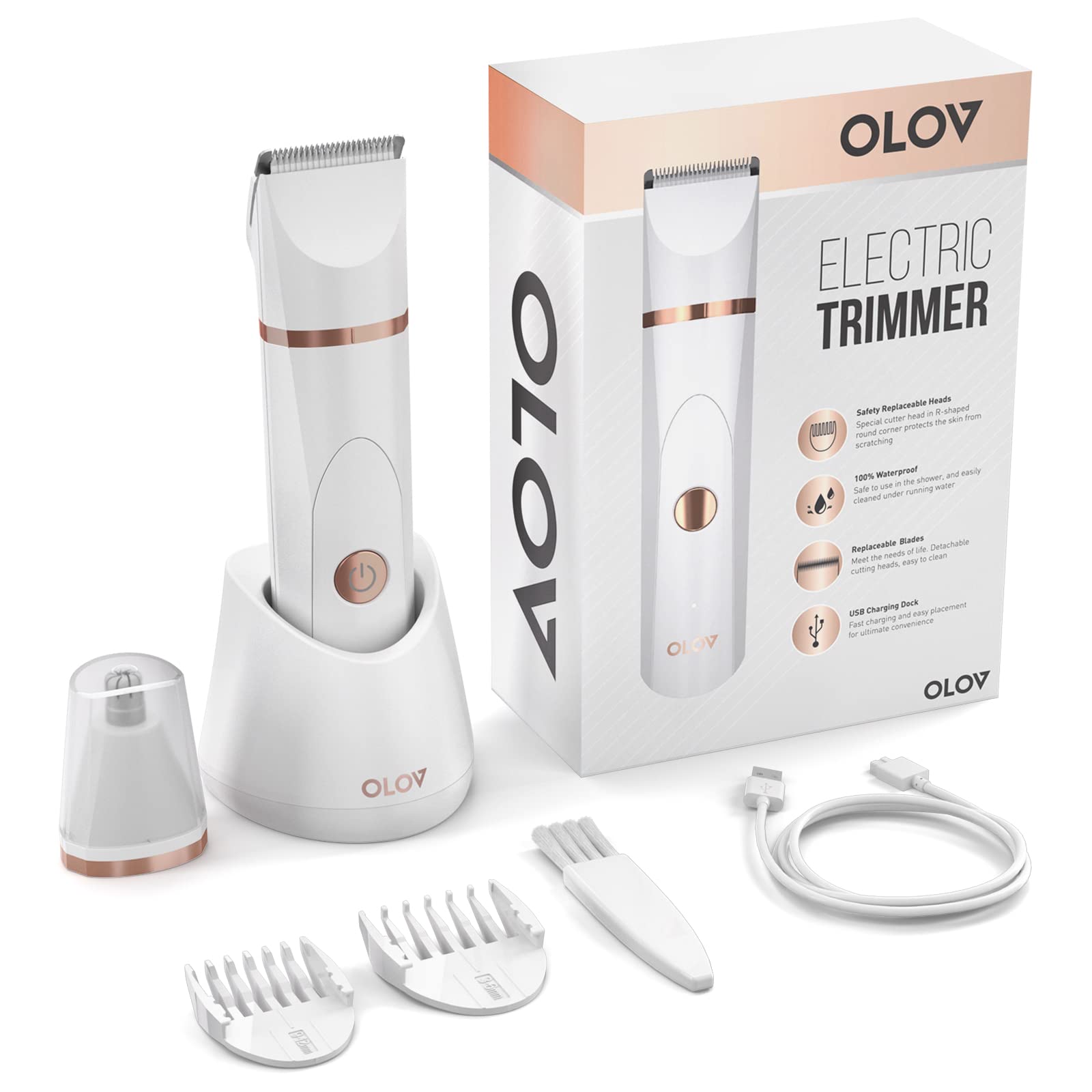 OLOV Electric Body Hair Trimmer - Groin Hair Trimmer, Women's Body Hair Trimmer - olovshop - #color_white